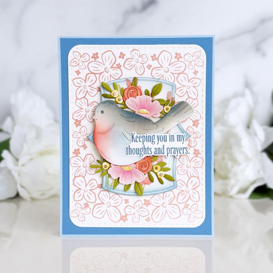Papertrey Ink Framed in Flowers Hot Foil Plate ptif-0049 little blue bird