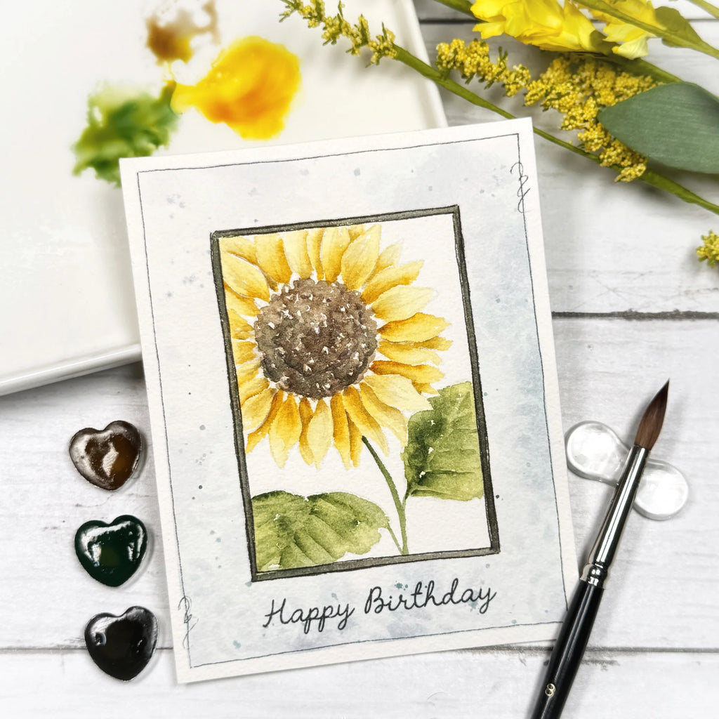 Papertrey Ink Framed in Flowers Stencils -0111 happy birthday card