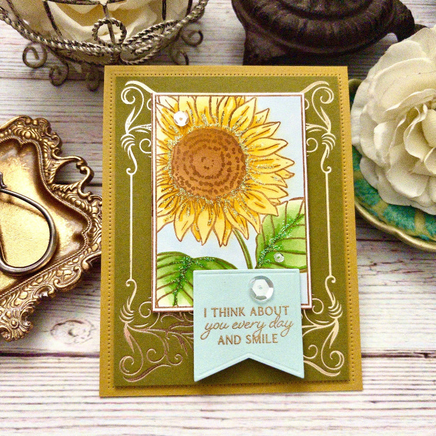 Papertrey Ink Framed in Flowers Stencils -0111 thinking about you card