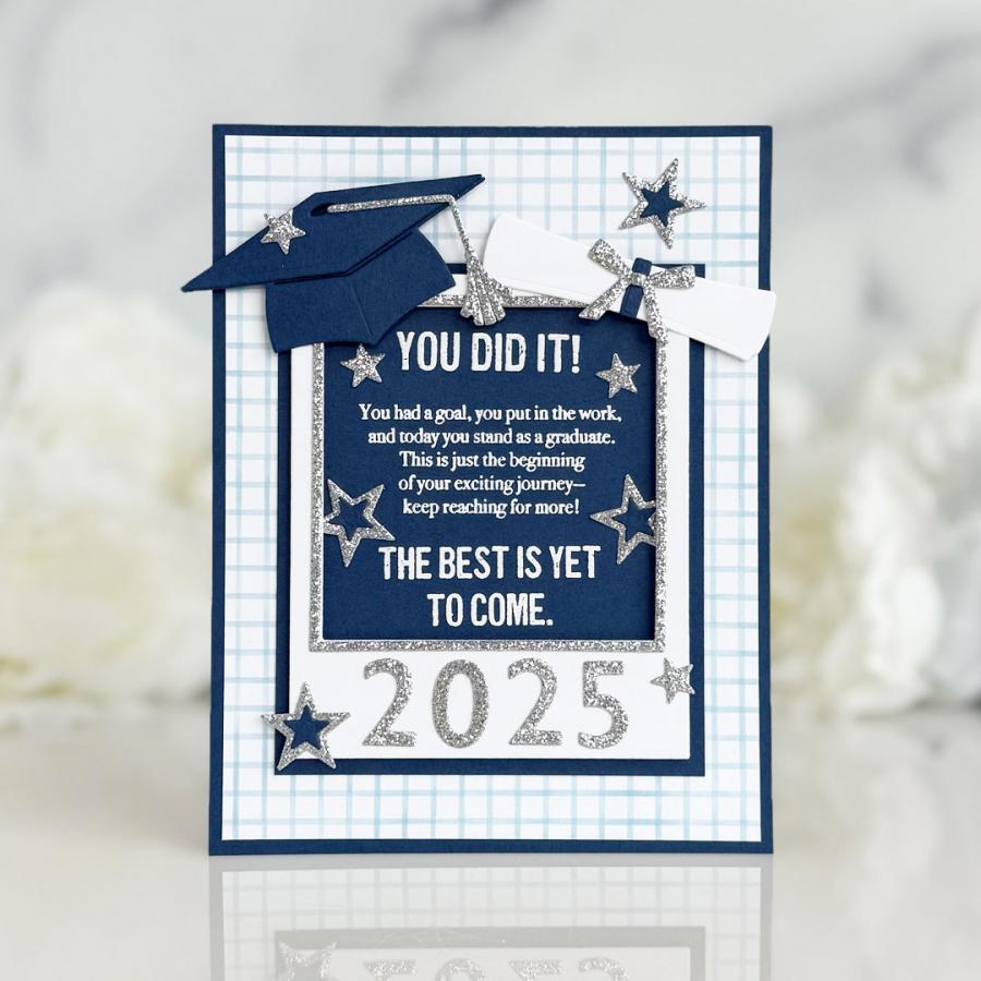 Papertrey Ink Framed in Success Sentiments Clear Stamp and Die Set you did it