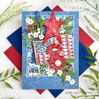 Papertrey Ink Freedom in Bloom Clear Stamp and Die Set red white blue flowers flag daisies roses greenery stars card