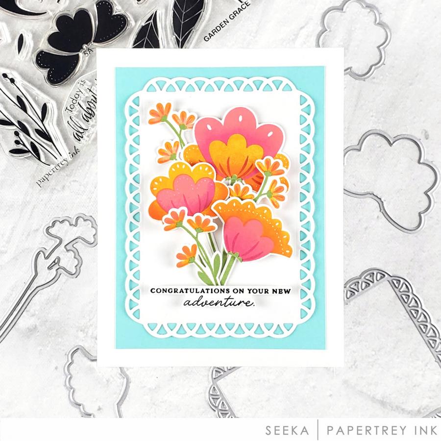 Papertrey Ink Garden Grace Clear Stamp and Die Set congrats