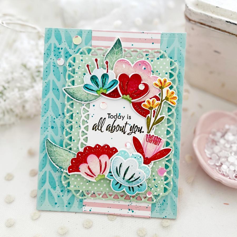 Papertrey Ink Garden Grace Dies pti-0889 blue