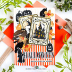 Papertrey Ink Halloween Silhouettes Dies pti-1132 halloween orange stripes card