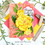 Papertrey Ink Handmade with Love Clear Stamps 1706 yellow flowers roses greenery jar happy birthday card