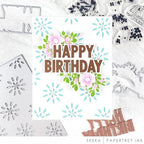 Papertrey Ink Happy Birthday Hot Foil Plate and Coordinating Die Set ptif-0035 flowers