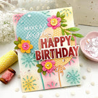 Papertrey Ink Happy Birthday Hot Foil Plate and Coordinating Die Set ptif-0035 make a wish