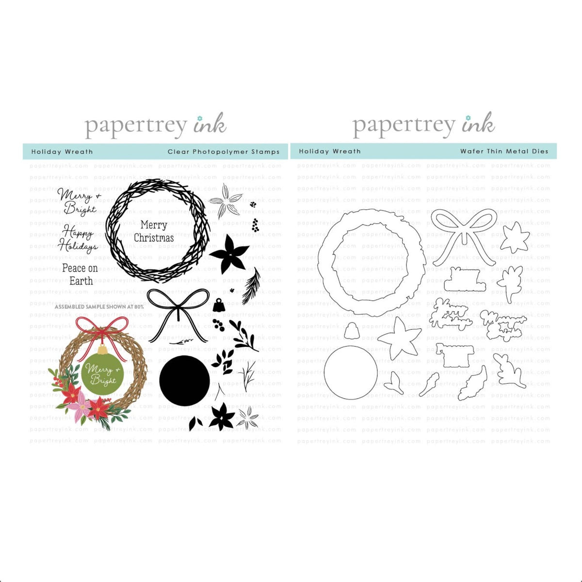 Papertrey Ink Holiday Wreath Clear Stamp and Die Set