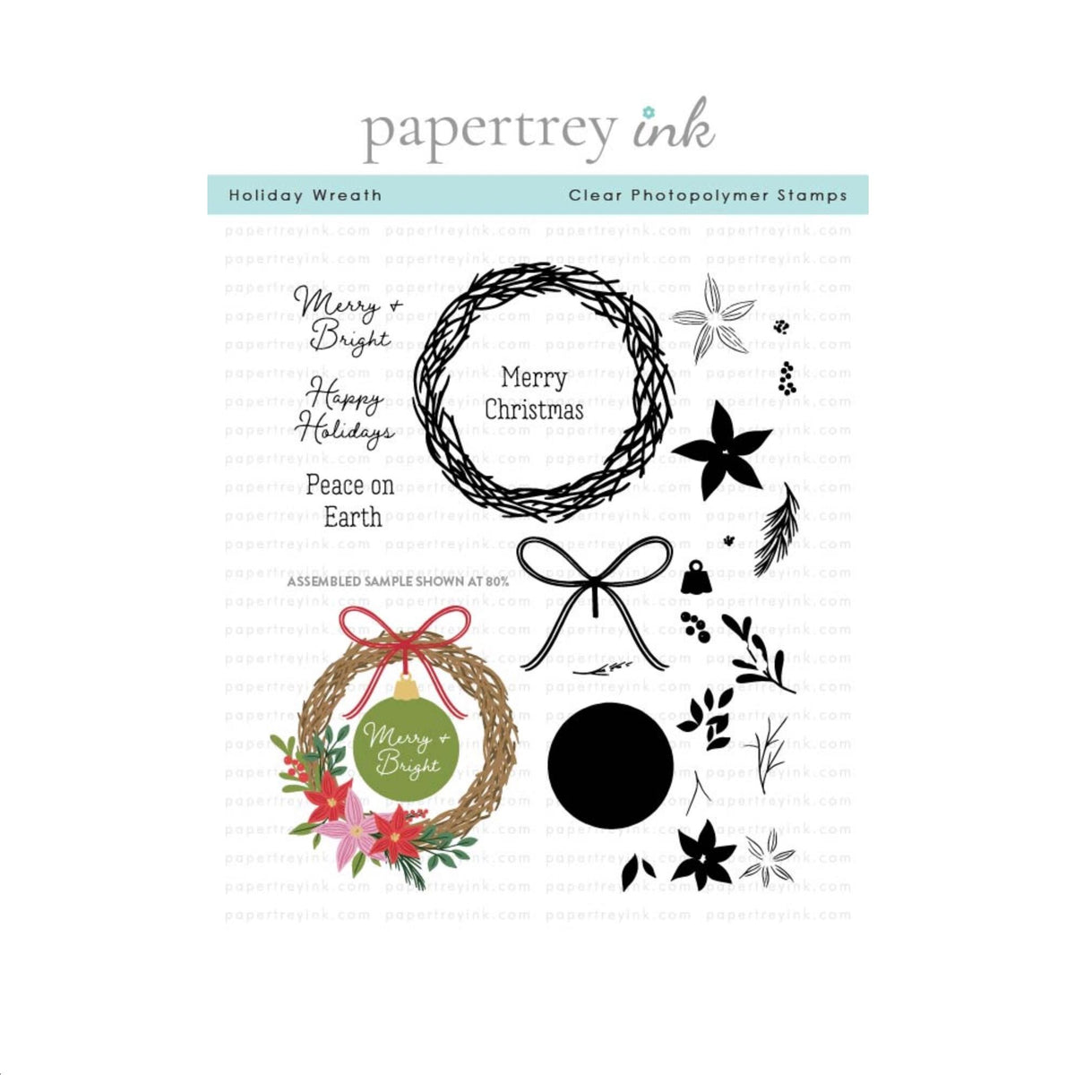 Papertrey Ink Holiday Wreath Clear Stamps 1730