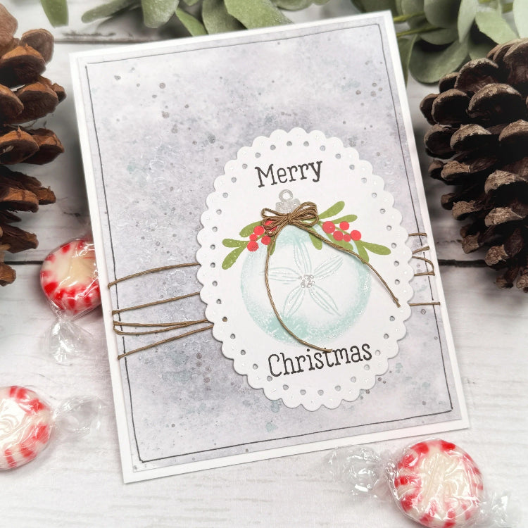 Papertrey Ink Holiday Wreath Clear Stamps 1730 merry christmas silver card