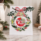 Papertrey Ink Holiday Wreath Dies pti-1141 merry and bright red bow card