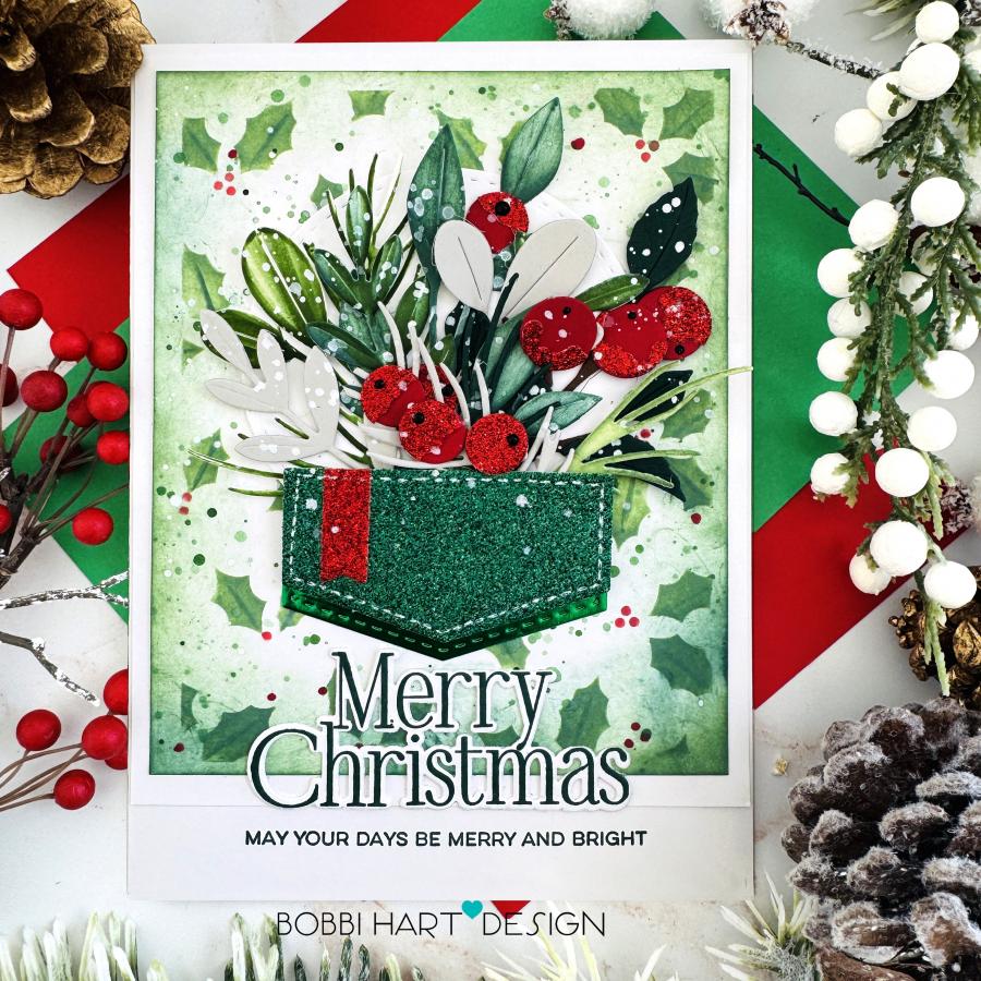 Papertrey Ink Holly Berries Stencils-0097 merry christmas