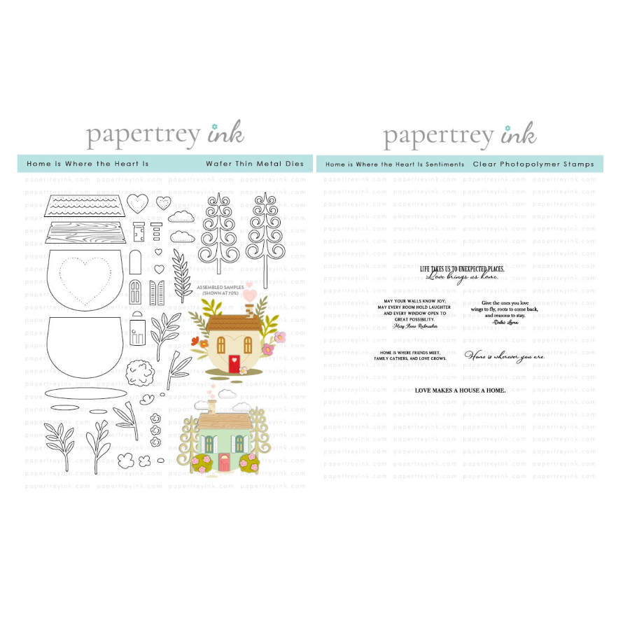 Papertrey Ink Home is Where the Heart Is Sentiments Clear Stamps and Die Set