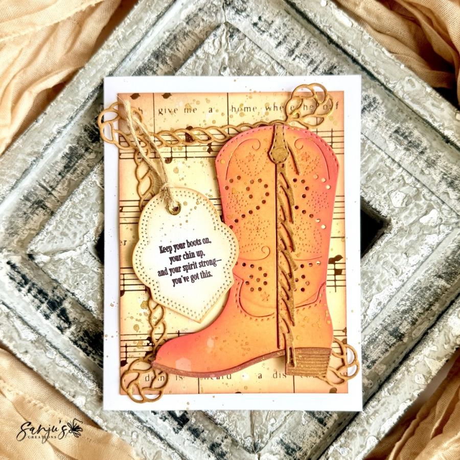 Papertrey Ink Home on the Range Hot Foil Plate ptif-0038 boot