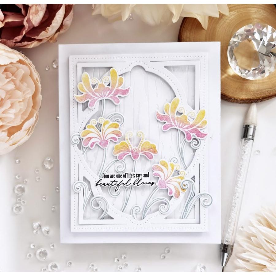 Papertrey Ink In Full Bloom Clear Stamp and Die Set flowers