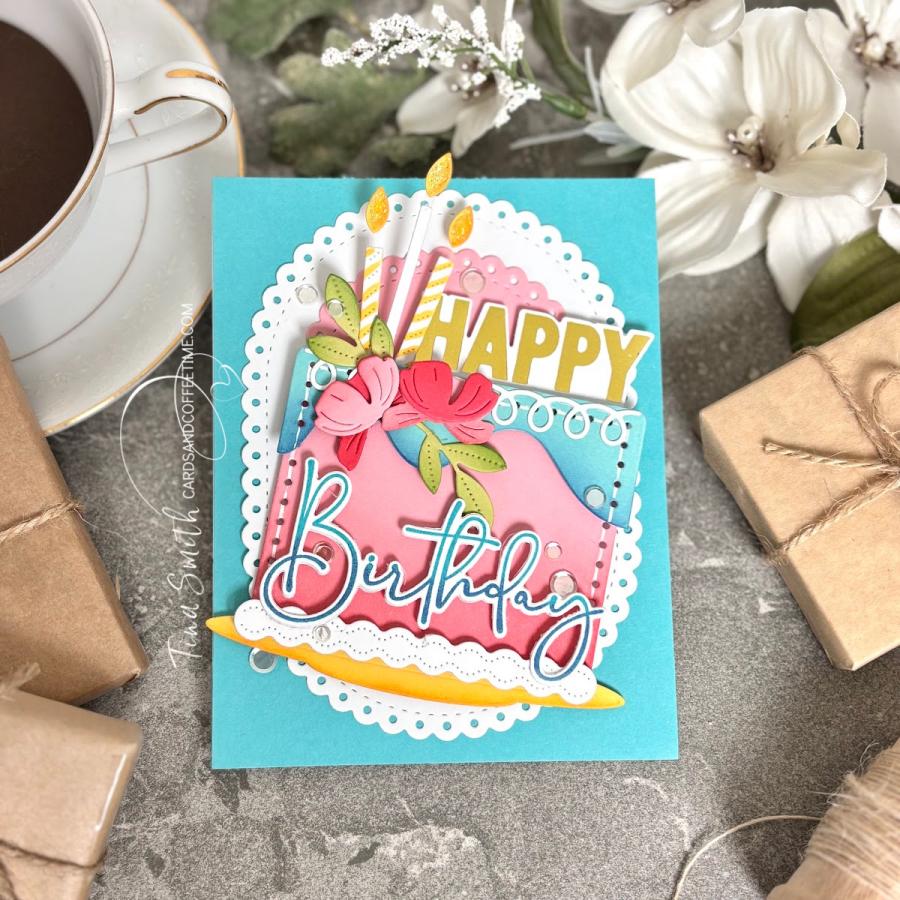 Papertrey Ink In Stitches Cake Builder Dies pti-0905 happy birthday