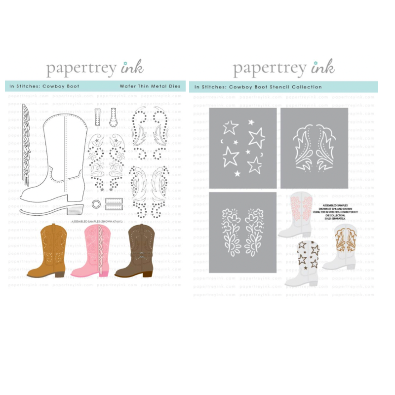 Papertrey Ink In Stitches Cowboy Boot Die and Setencil Set