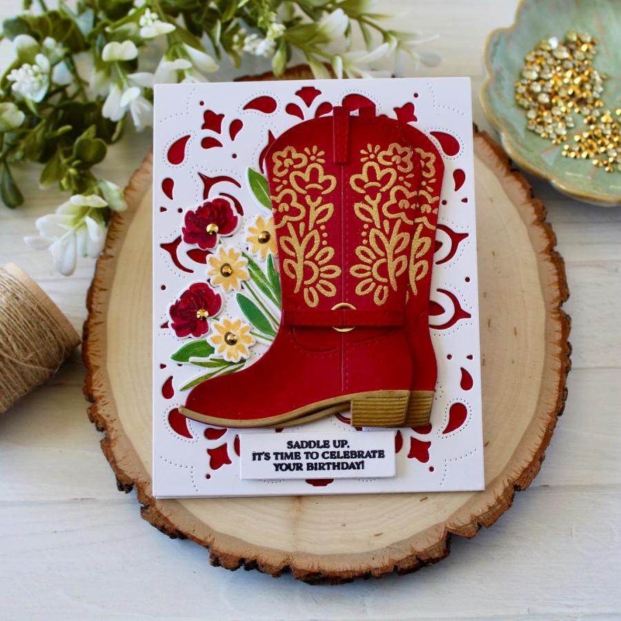 Papertrey Ink In Stitches Cowboy Boot Dies pti-0944 red