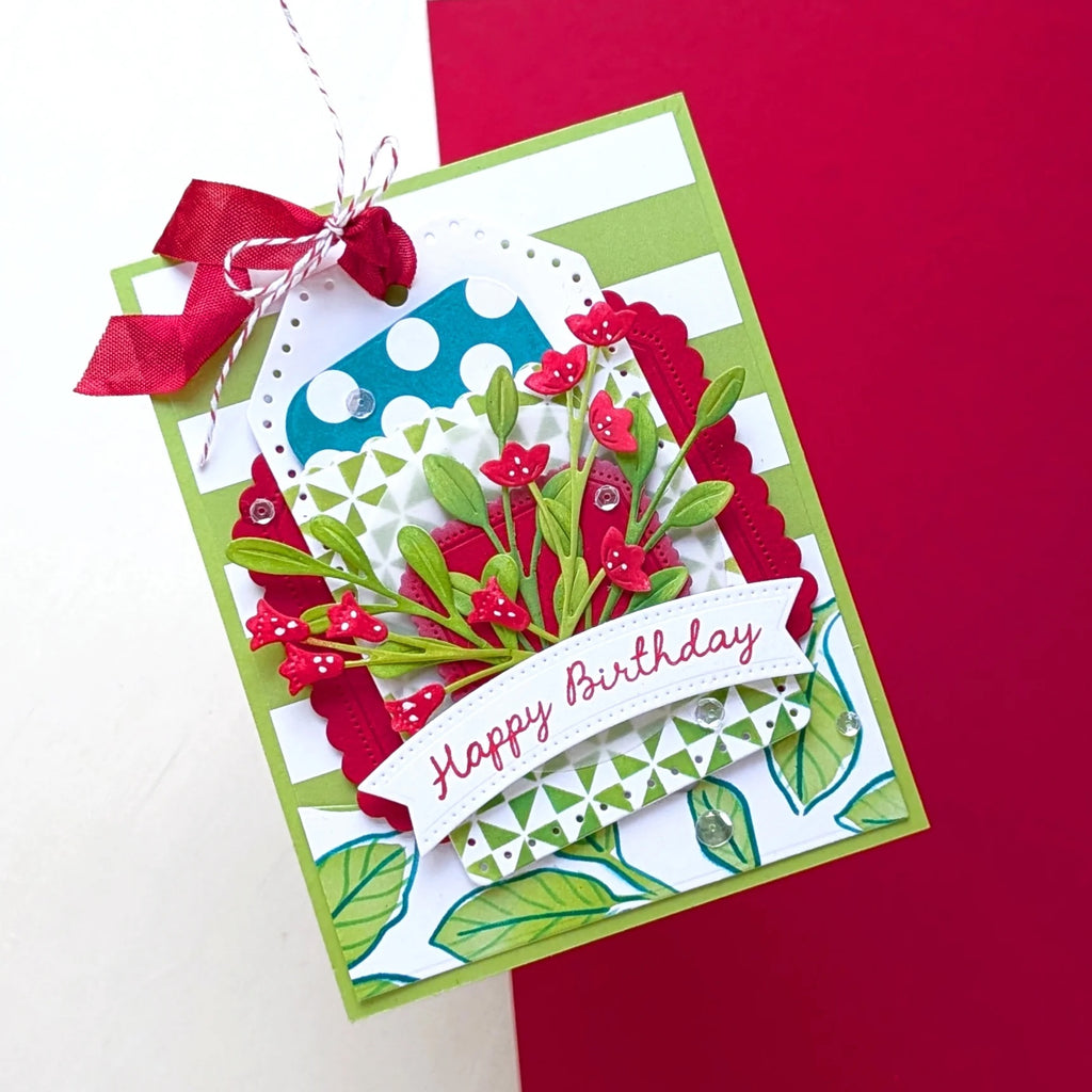 Papertrey Ink In Stitches Tucked In Tags Dies pti-1126 happy birthday card