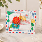 Papertrey Ink Inspired Expressions Clear Stamp and Die Set bright colored flowers card