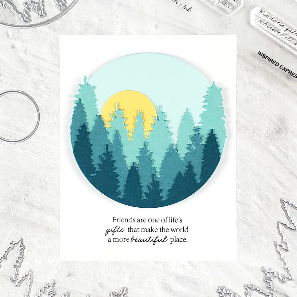 Papertrey Ink Inspired Expressions Clear Stamps 1710 full moon forest car