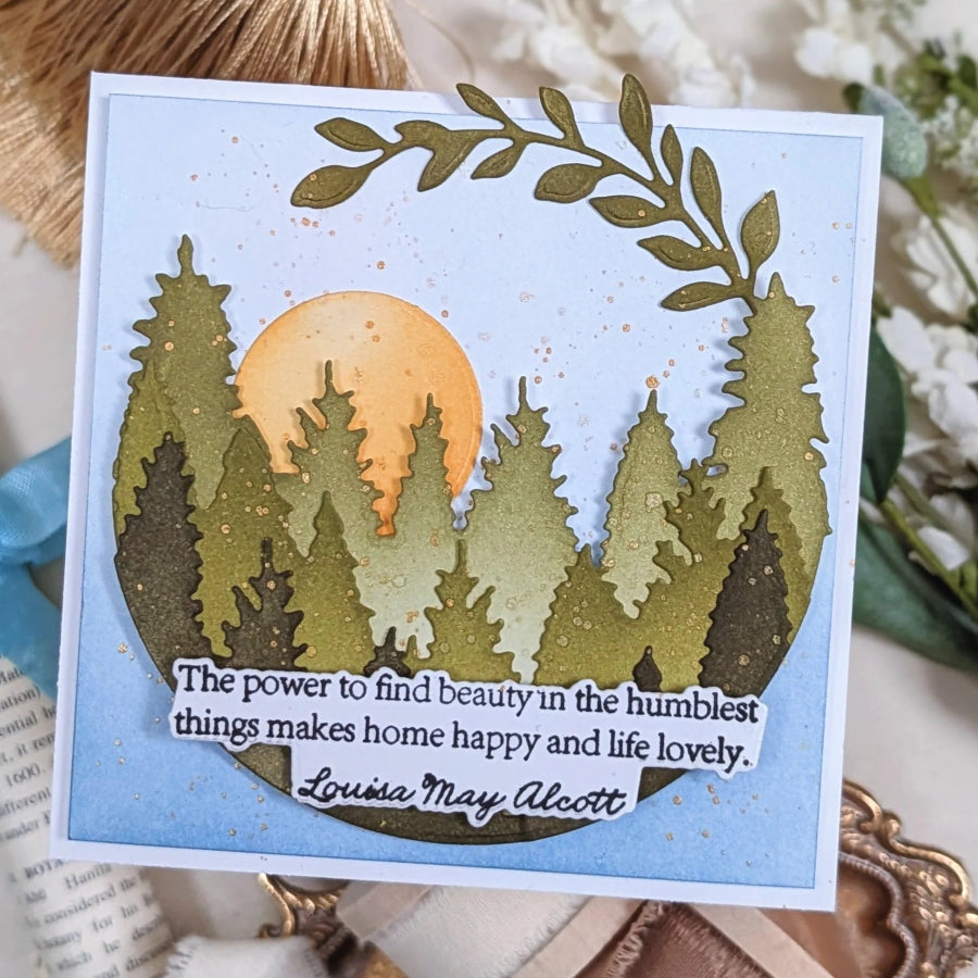 Papertrey Ink Inspired Expressions Dies pti-1106 full moon forest card