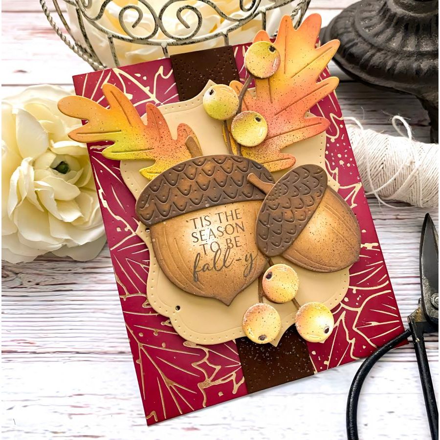 Papertrey Ink Into the Blooms Acorns Dies pti-0841 autumn