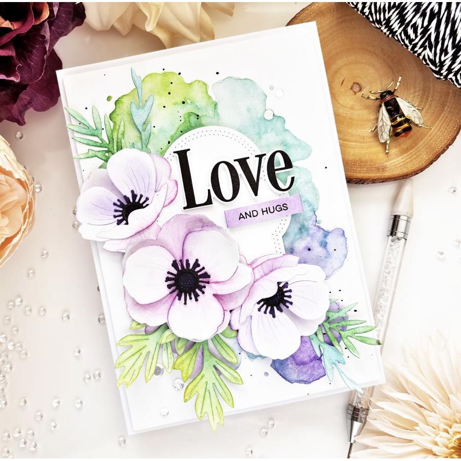 Papertrey Ink Into the Blooms Anemones Dies pti-0932 hugs