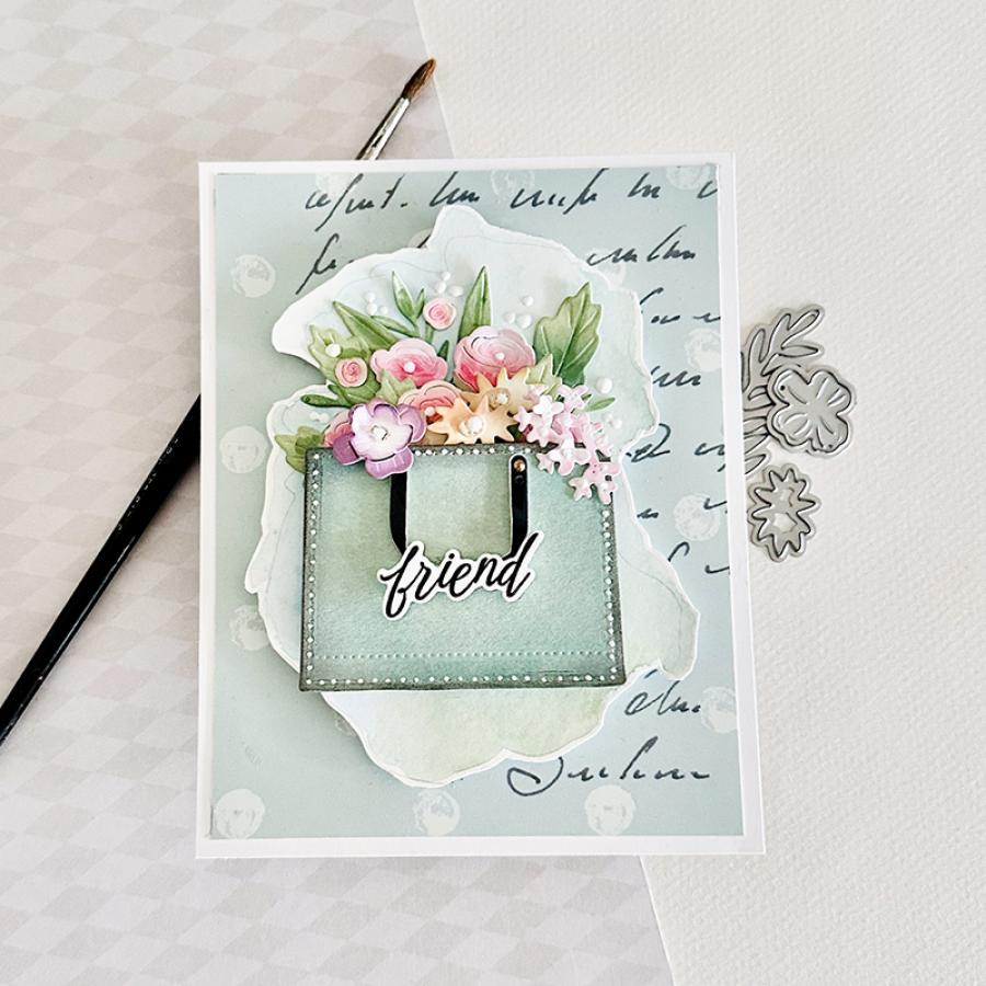 Papertrey Ink Into the Blooms Bag of Blossoms Dies pti-1065 green bag