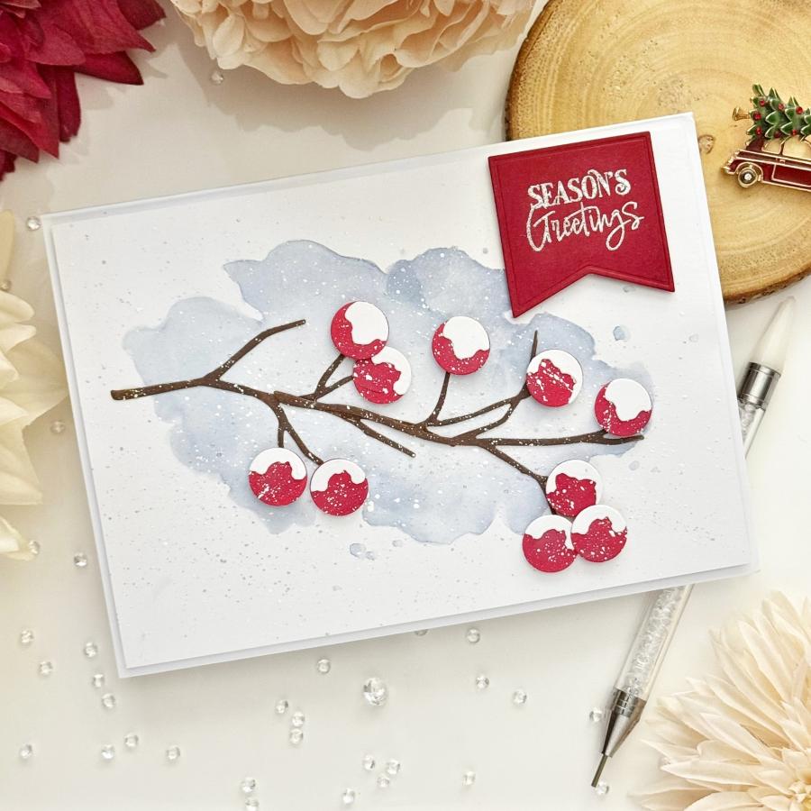 Papertrey Ink Into the Blooms Bold Berries Dies pti-1025 season's greetings