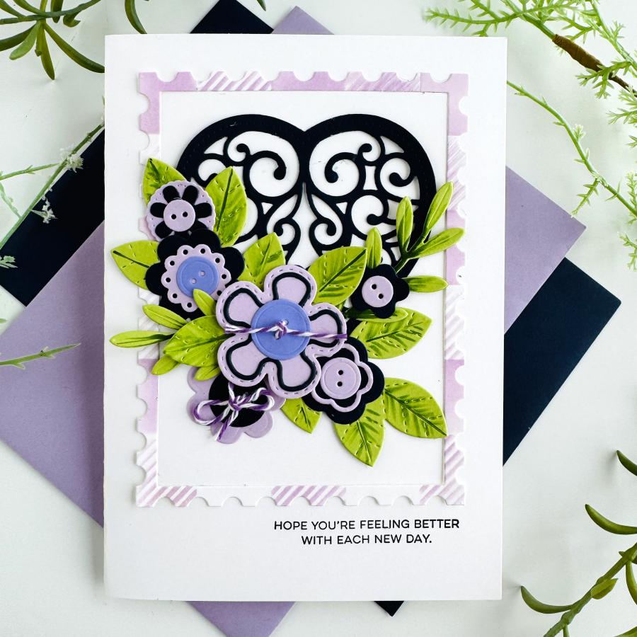Papertrey Ink Into the Blooms Cute as a Button Dies pti-0896 feel better