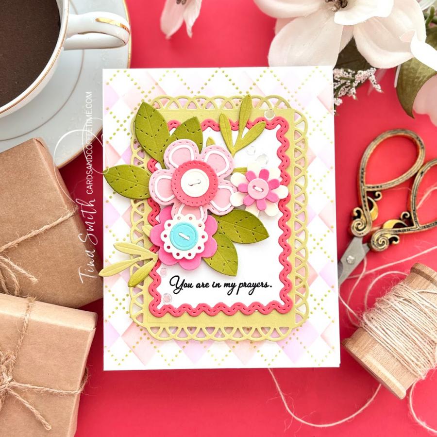 Papertrey Ink Into the Blooms Cute as a Button Dies pti-0896 flowers