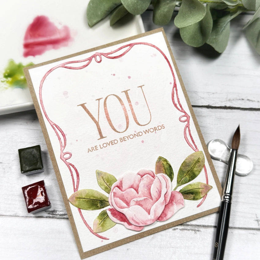 Papertrey Ink Into the Blooms Freshly Picked Dies pti-1128 you are loved card