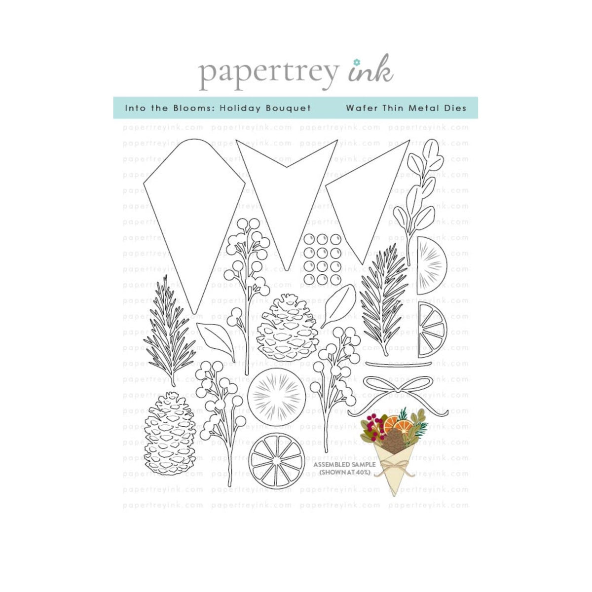 Papertrey Ink Into the Blooms Holiday Bouquet Dies pti-1150