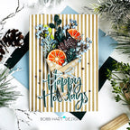 Papertrey Ink Into the Blooms Holiday Bouquet Dies pti-1150 gold striped background card