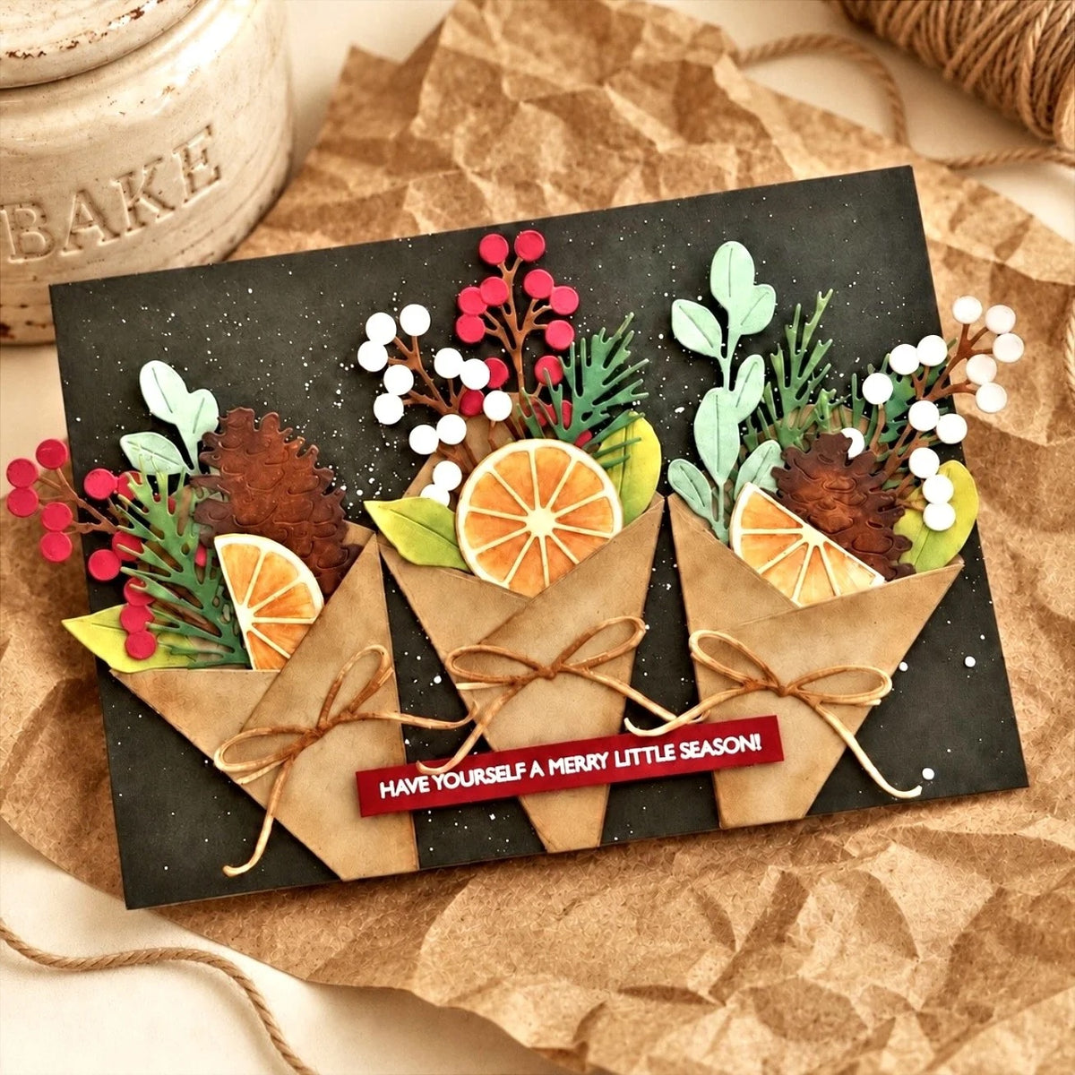 Papertrey Ink Into the Blooms Holiday Bouquet Dies pti-1150 holiday greenery bouquets card
