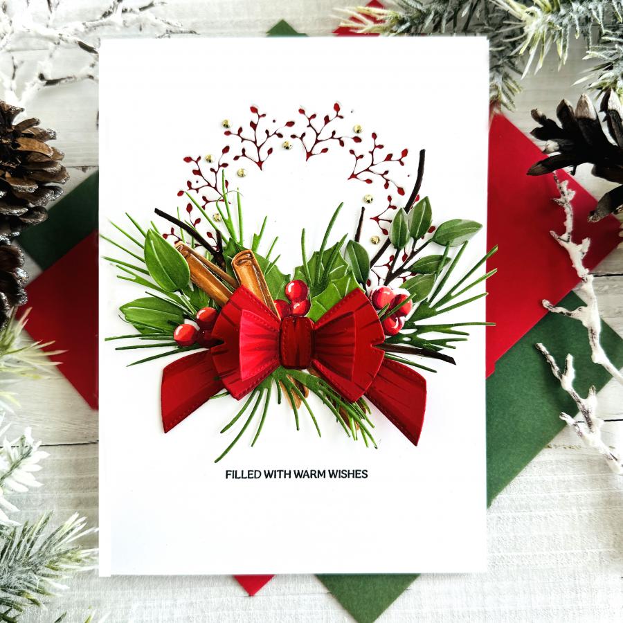Papertrey Ink Into the Blooms Swag Dies pti-0857 red bow