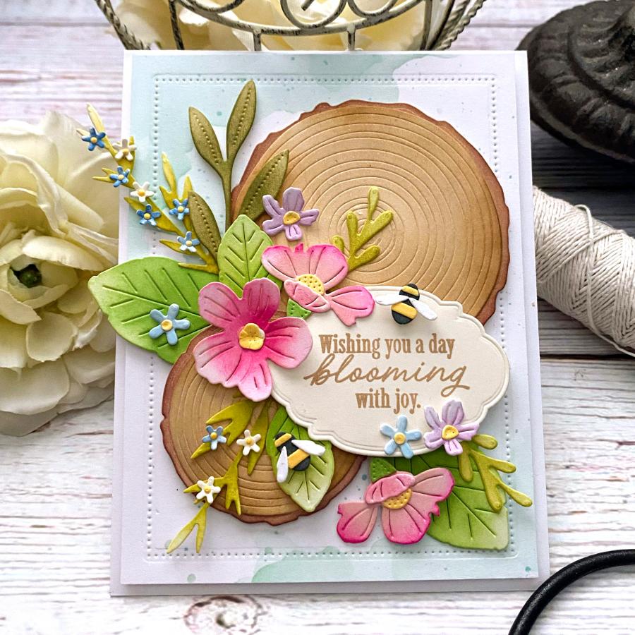 Papertrey Ink Into the Blooms Wild Wood Dies pti-0951 joy