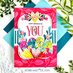 Papertrey Ink Leafy Garden Stencils - 0113 happy birthday card