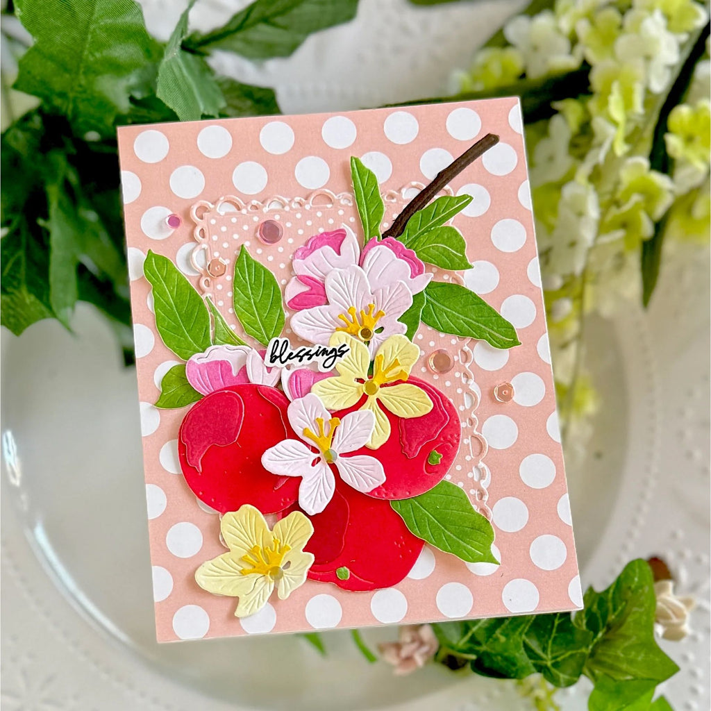 Papertrey Ink Love to Layer A Little Loopy Dies pti-1138 pink polkadots background card