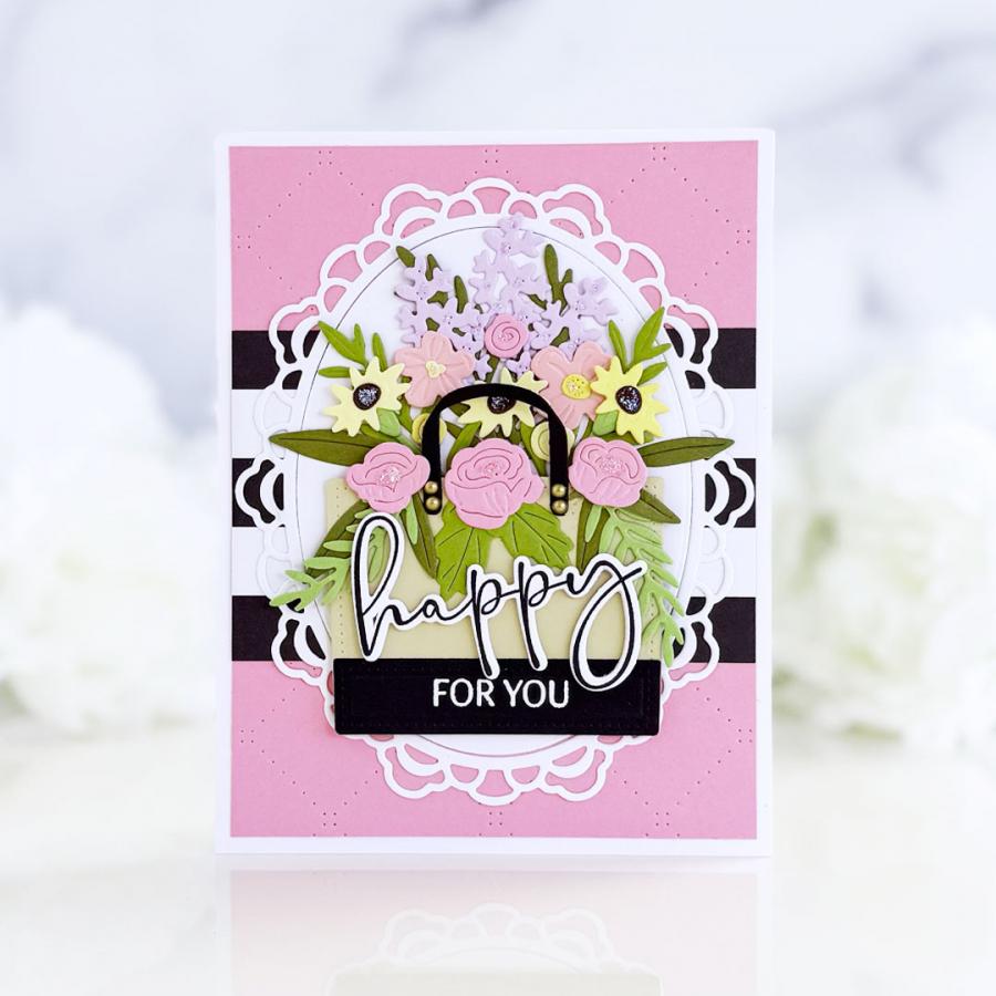 Papertrey Ink Love to Layer Laced Oval Dies pti-1064 black and white stripes