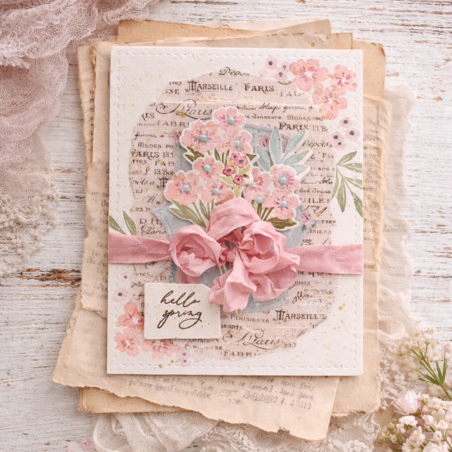 Papertrey Ink Love to Layer Making a Point Dies pti-1076 pink flowers