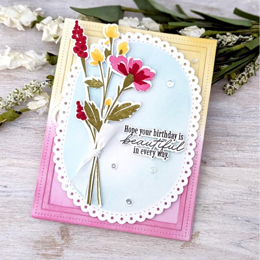 Papertrey Ink Love to Layer Scalloped Ovals Dies pti-0908 flowers