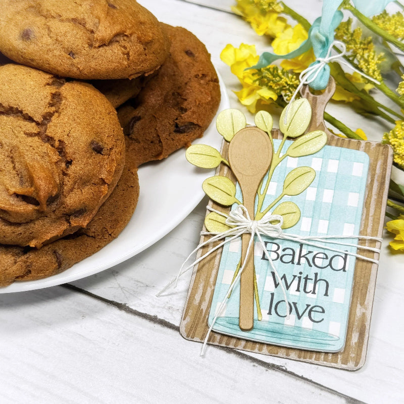 Papertrey Ink Made with Love Sentiments Clear Stamp and Die Set baked with love tag