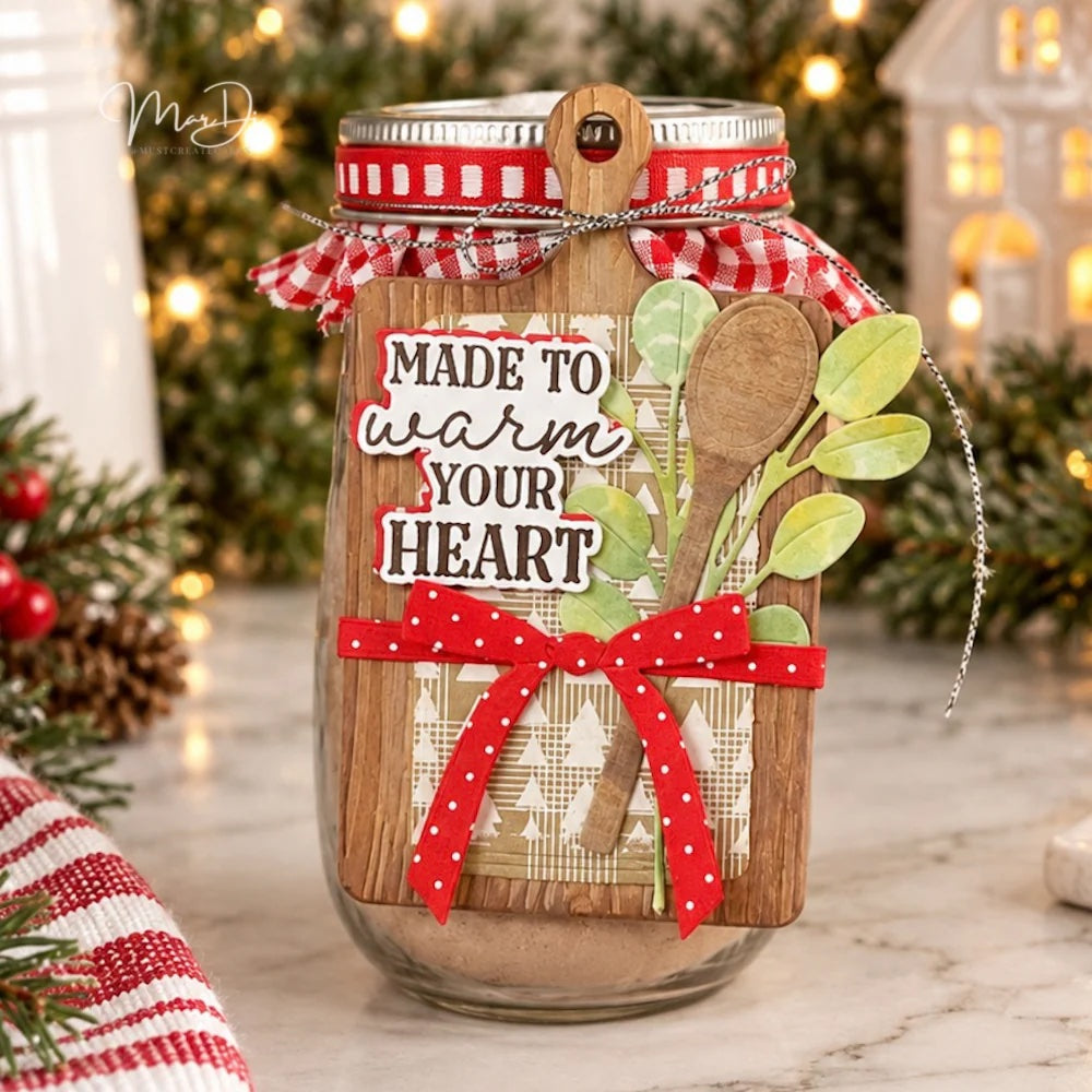 Papertrey Ink Made with Love Sentiments Clear Stamp and Die Set wooden spoon tag