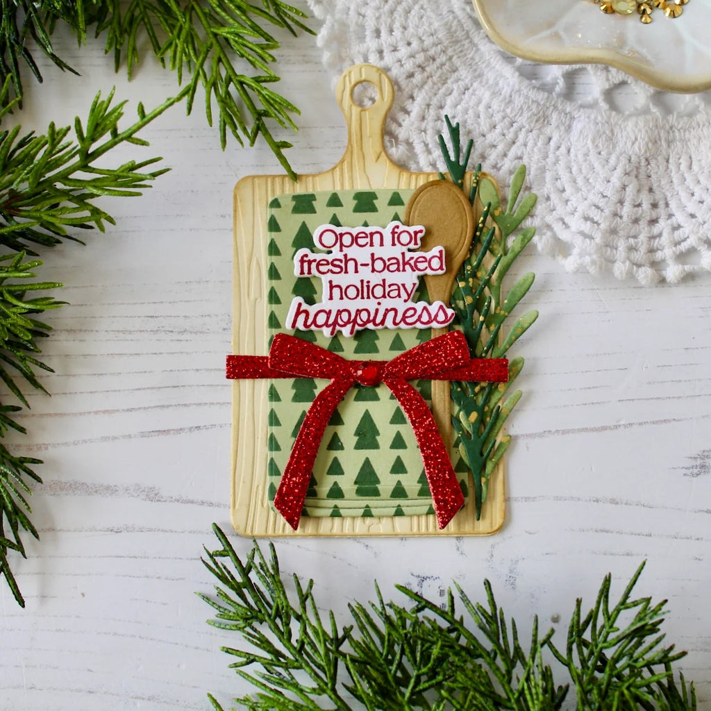 Papertrey Ink Made with Love Sentiments Clear Stamps 1732 holiday happiness red bow tag