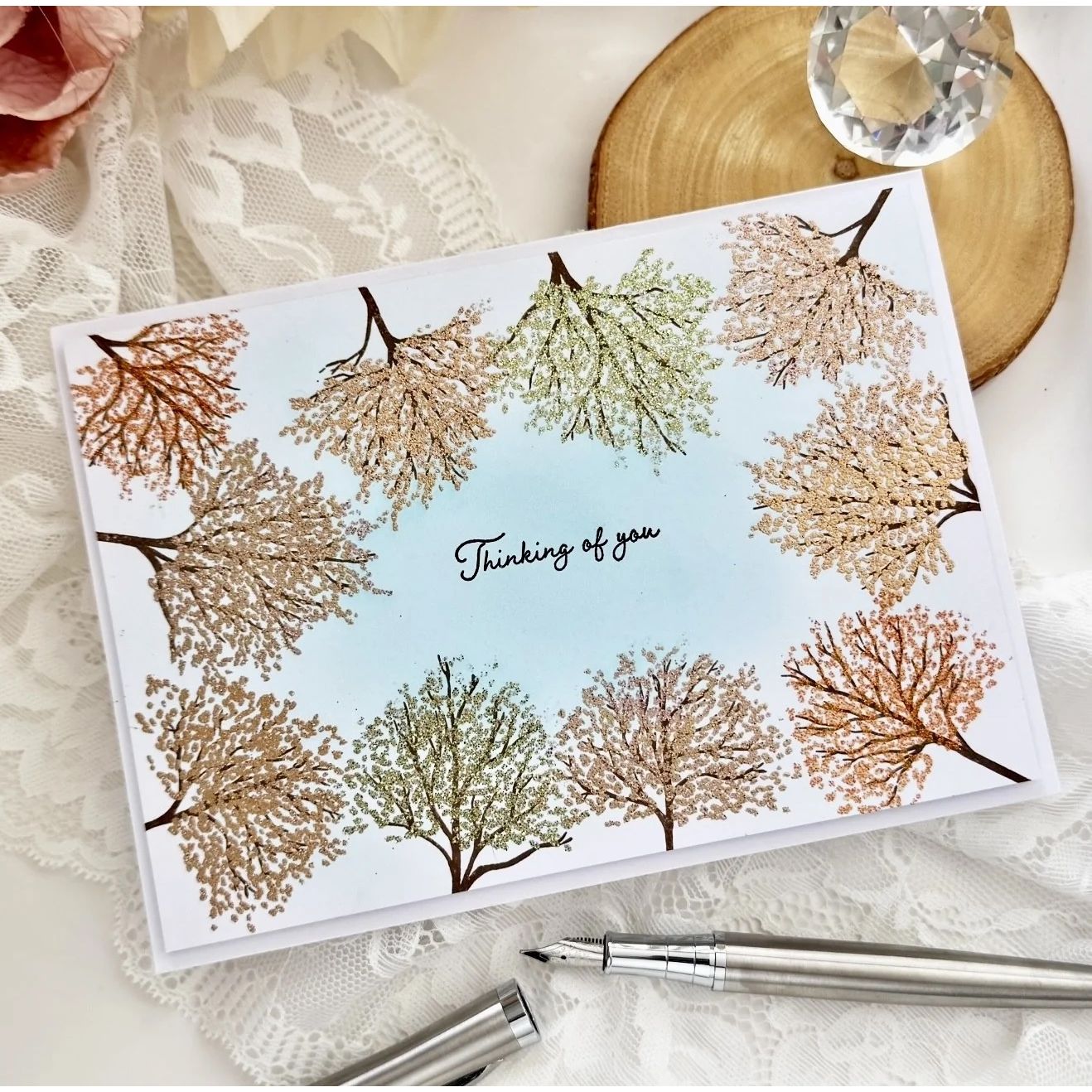 Papertrey Ink Meadow View Dies pti-1118 autumn trees card