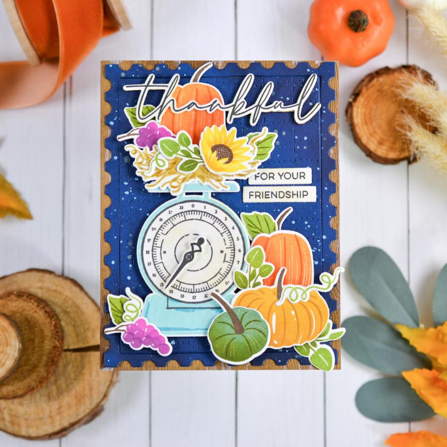 Papertrey Ink Measured in Abundance Clear Stamps 1596 blue background