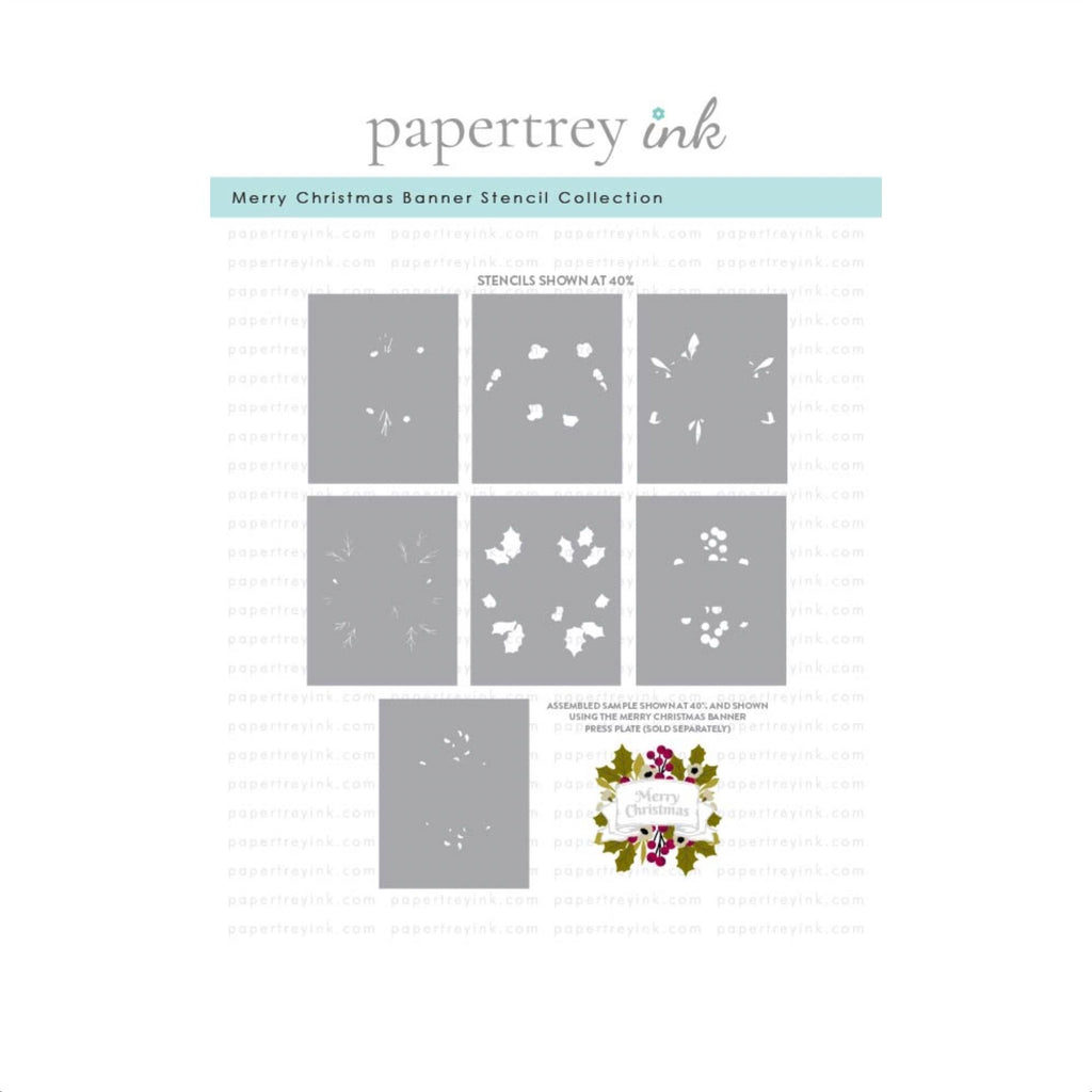 Papertrey Ink Merry Christmas Banner Press Plate Die and Stencil Set product image 2