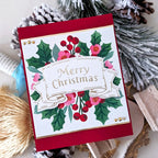 Papertrey Ink Merry Christmas Banner Press Plate and Coordinating Die Set ptif-0055 red background christmas card